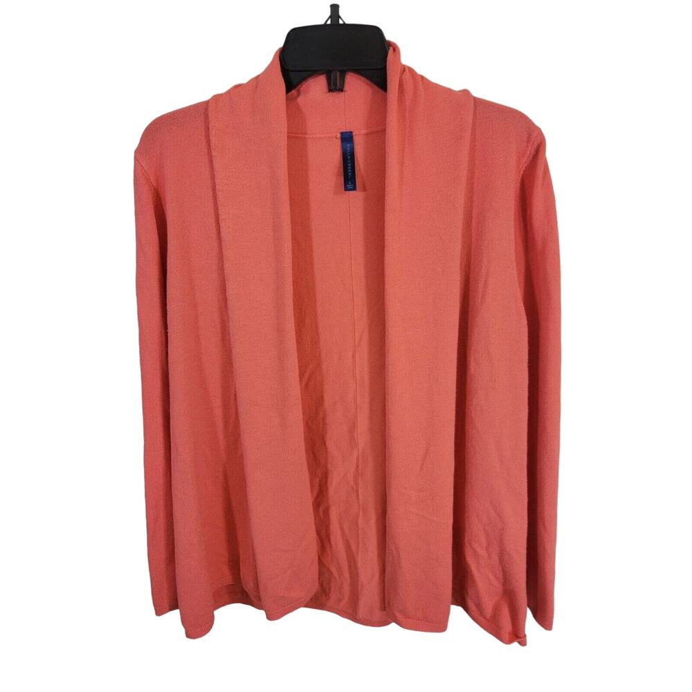Falls Creek Orange Open Front Long Sleeve Cardigan Sweater Women's Size Large